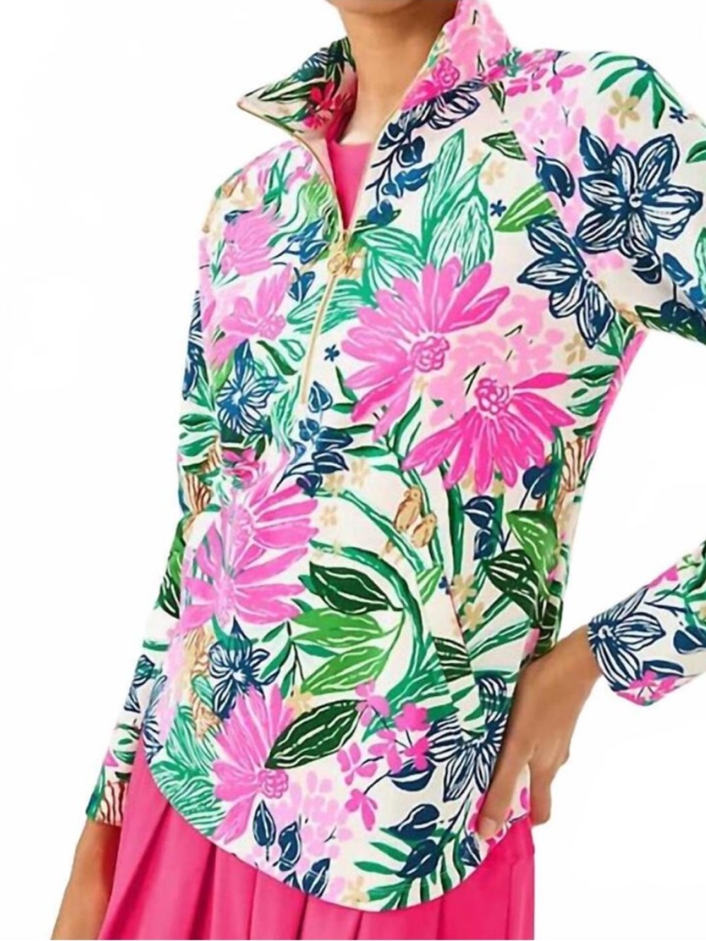 NWT Lilly Pulitzer women's upf 50+ skipper popover top in endless summer size L